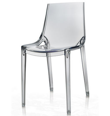 Stacking chair in polycarbonate with UV resistance. moulded with gas technology of the latest generation