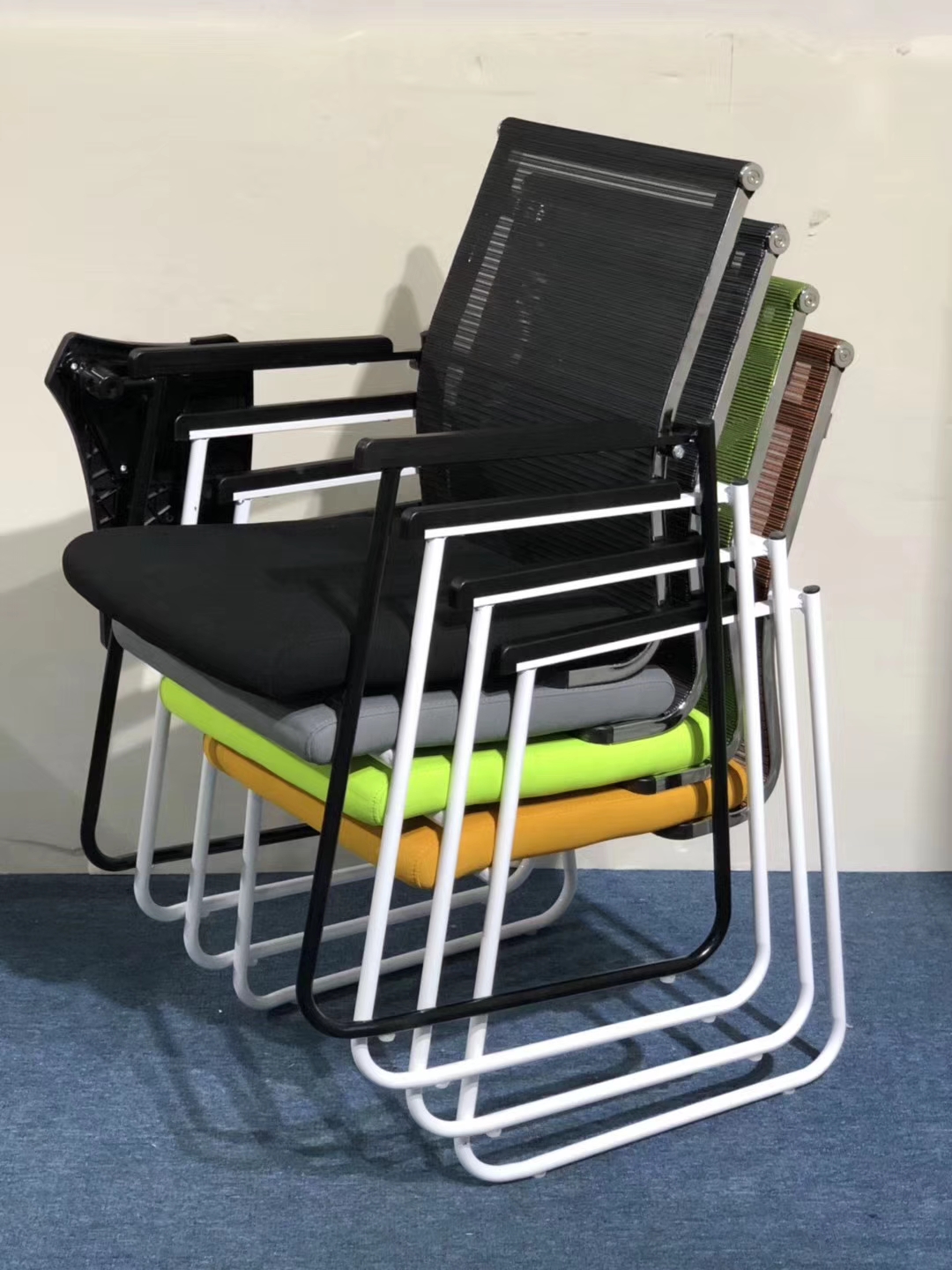 stackable office visitor chair training staff used conference room mesh folding chair
