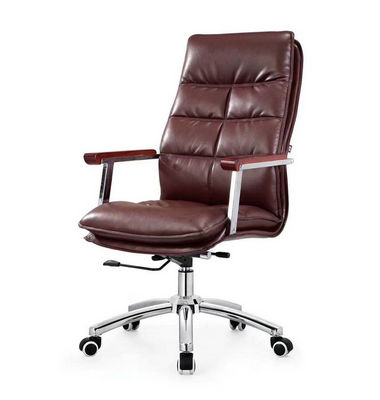 Luxury office furniture leather swivel chair ergonomic wooden handrail rotating lift office chair