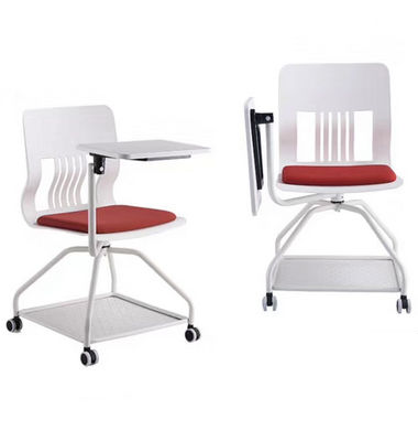 Folding Portable Office Mesh Chair With Wheels Writing Board Storage Outdoor Meeting Student Commercial Furniture