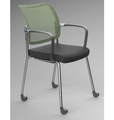 New Model High Quality Conference Chair Staff Training Four Legs Mesh Chair With Caster Stackable Mesh Guest Chair
